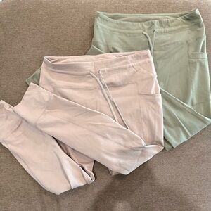 Set of Two Yogalicious Jogger Pants in Sage and Blush
